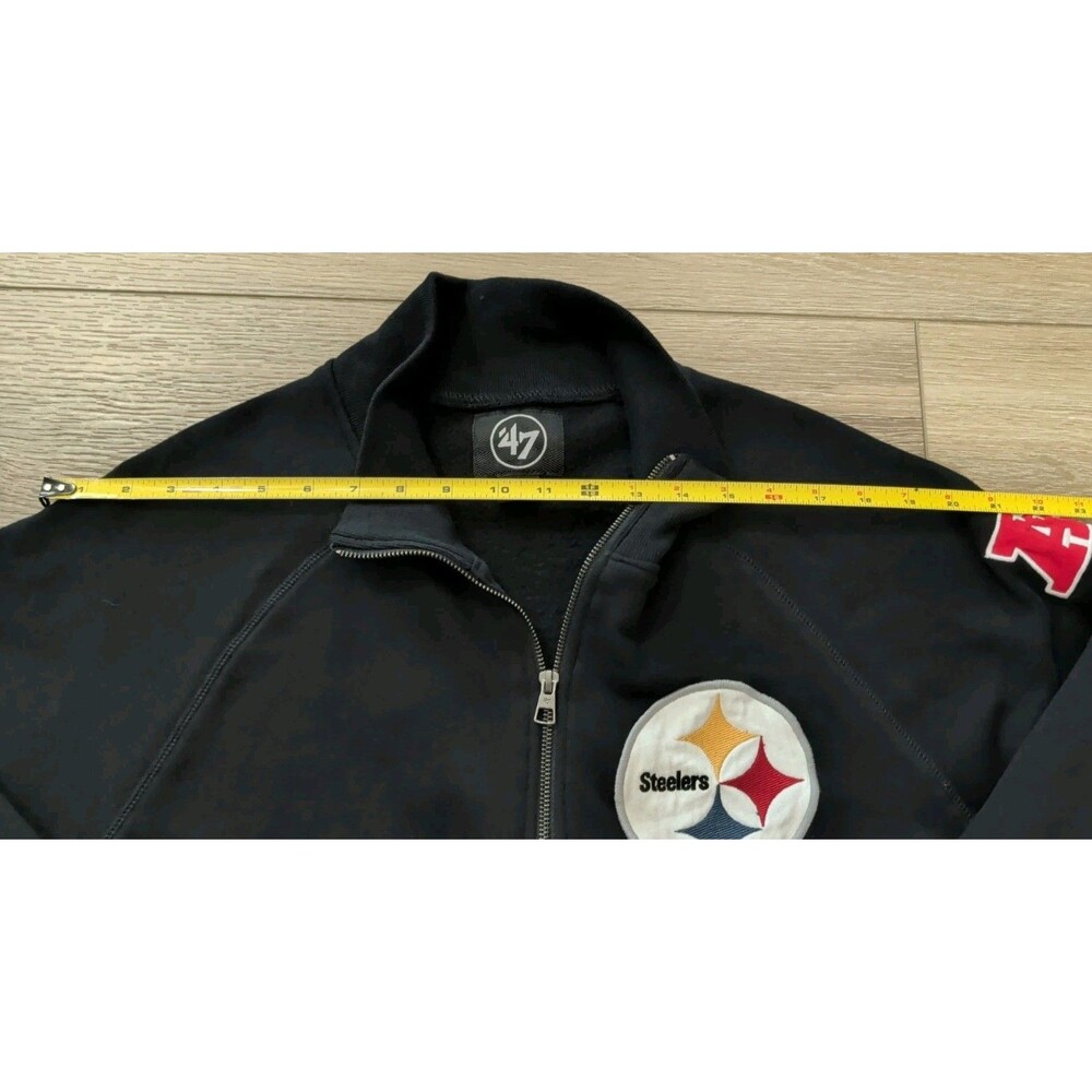 PITTSBURGH STEELERS BLACK QUARTER ZIP PULLOVER SWEATSHIRT '47 BRAND MEN'S SZ XL - Picture 9 of 12